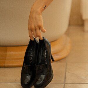 Pedro García Patent Leather Loafer Heels – Size [Insert] – Luxe Spanish Design